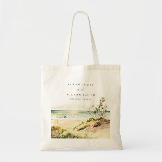 Elegant Dusky Coastal Beach Sun Seascape Wedding Tote Bag (Voorkant)