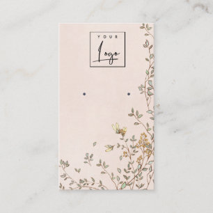 Elegant Dusky Floral Blush Logo Earning Display Visitekaartje