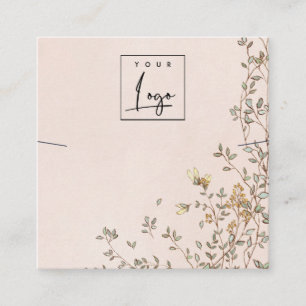 Elegant Dusky Floral Blush Logo Ketting display Vierkante Visitekaartje