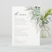 Elegant Dusky Leafy Fern Succulent Wedding Menu (Staand voorkant)