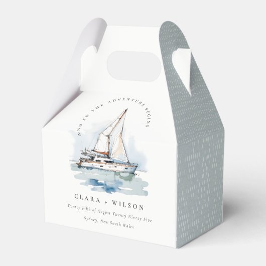 Elegant Dusky zeilboot Yacht zeillandschap bruilof Bedankdoosjes (Achterkant)