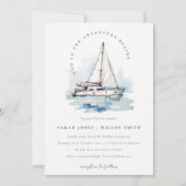 Elegant Dusky zeilboot Yacht zeillandschap bruilof Kaart (Voorkant)