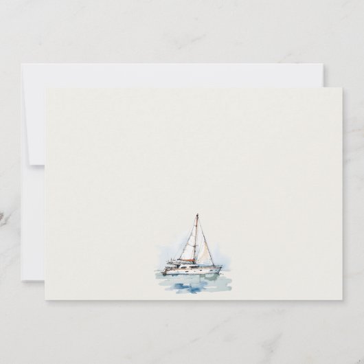 Elegant Dusky zeilboot Yacht zeillandschap bruilof Notitiekaartje (Achterkant)