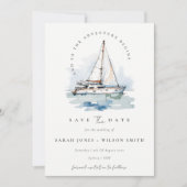 Elegant Dusky zeilboot Yacht zeillandschap bruilof Save The Date (Voorkant)