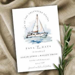 Elegant Dusky zeilboot Yacht zeillandschap bruilof Save The Date