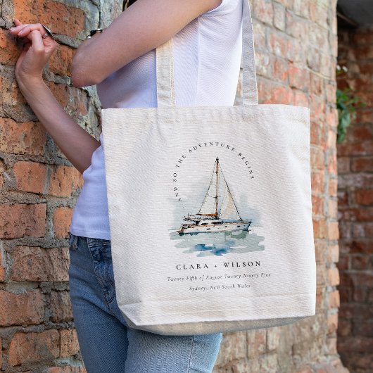 Elegant Dusky zeilboot Yacht zeillandschap bruilof Tote Bag