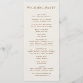 Elegant Dusty Beige Modern Typography Wedding Programma (Achterkant)