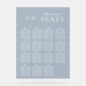 Elegant Dusty Blauw Script Monogram Bruiloft Seat Acryl Bord (Voorkant)