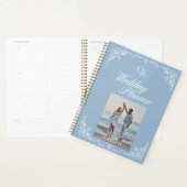 Elégant Dusty Bleu et Blanc Chic Wedding planner (Devant avec enveloppe)