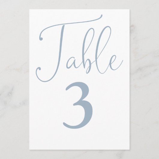 Elégant Dusty Bleu Simple Grand Numéro De Table (Dos)