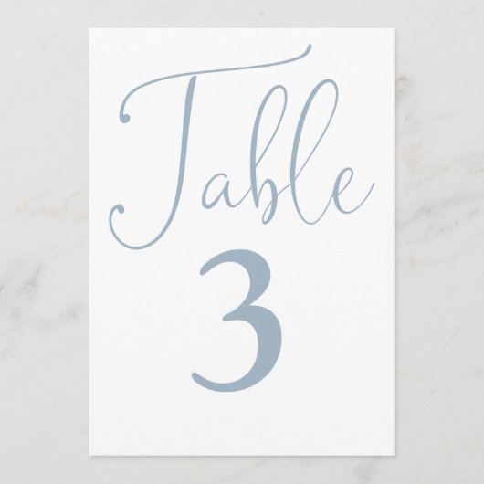 Elégant Dusty Bleu Simple Grand Numéro De Table (Devant)