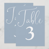 Elégant Dusty Bleu Simple Grand Numéro De Table (Devant / Derrière)