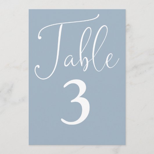 Elégant Dusty Bleu Simple Grand Numéro De Table (Devant)