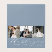 Elégant Dusty Blue 3 Photo Collage Merci (Outside Unfolded)