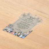 Elegant Dusty Blue Alice in Wonderland Bruiloft Acryl Uitnodigingen (Laagn)