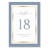 Elegant Dusty Blue and Gold Wedding Table Number Kaart (Achterkant)