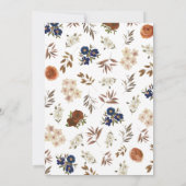 Elegant Dusty Blue Beige Brown Floral Save The Date (Achterkant)