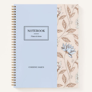 Elegant Dusty Blue Blush Pink Floral Pattern Notitieboek