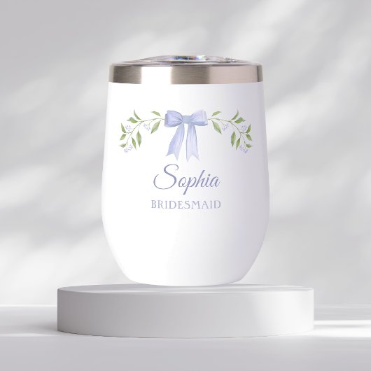 Elegant Dusty Blue Bow Naam Bruidsmeisje Voorstel