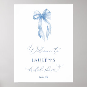 Elegant Dusty Blue Bow Vrijgezellenfeest Welkomstb Poster