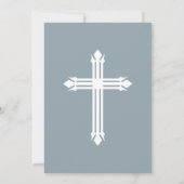 Elegant Dusty Blue Boys Doop Uitnodiging (Achterkant)