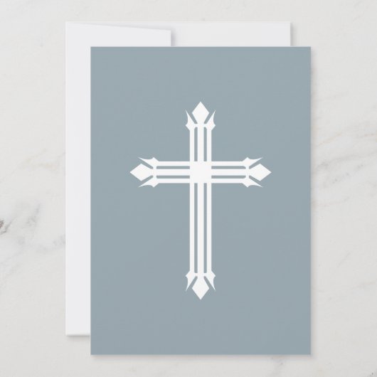 Elegant Dusty Blue Boys Doop Uitnodiging (Achterkant)