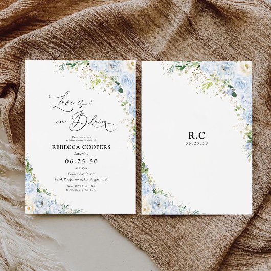 Elegant Dusty Blue Bridal Shower Invitation