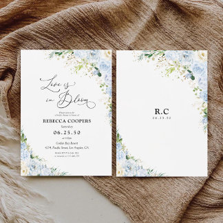Elegant Dusty Blue Bridal Shower Invitation Kaart