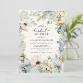 Elegant Dusty Blue Bridal Shower Kaart (Staand voorkant)