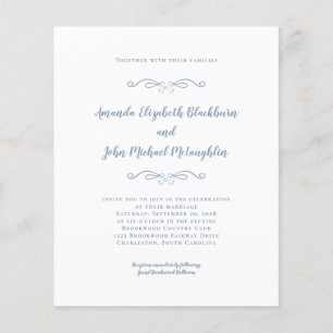 Elegant Dusty Blue Budget Chic Wedding Uitnodiging