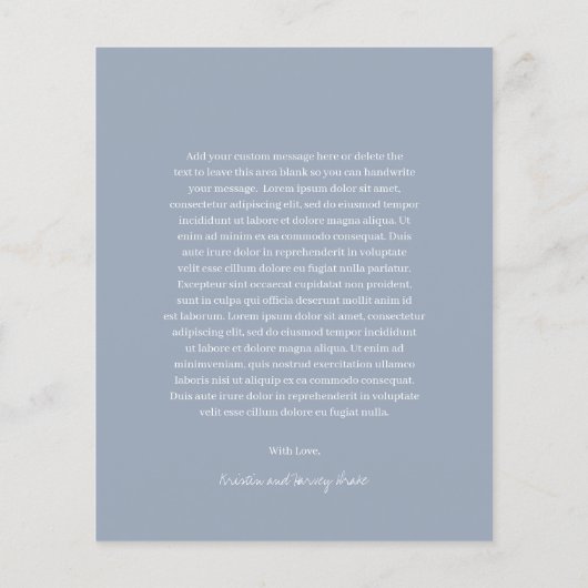 Elégant Dusty Blue Budget Mariage Carte de remerci (Dos)