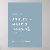 Elegant Dusty Blue Calligraphy Verloving Welcome