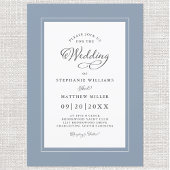 Elegant Dusty Blue Chic Modern Calligraphy Wedding Kaart