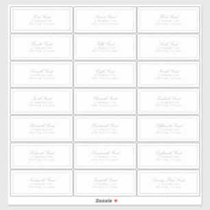 Elegant Dusty Blue Classic Script Guest Address Sticker