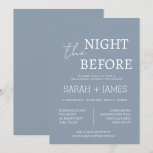 Elegant Dusty Blue de nacht voor het diner bruilof Kaart