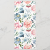 Elegant Dusty Blue en Roos Floral Swag Menu (Achterkant)