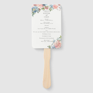 Elegant Dusty Blue en Roos Floral Swag Programme Handwaaier