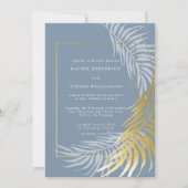 Elegant Dusty Blue en White Tropical Wedding Kaart (Voorkant)