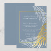 Elegant Dusty Blue en White Tropical Wedding Kaart (Voorkant / Achterkant)