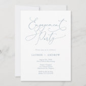 Elégant Dusty Blue Engagement Party Invitation (Devant)