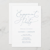 Elégant Dusty Blue Engagement Party Invitation (Devant / Derrière)