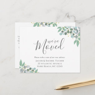 Elegant Dusty Blue Eucalyptus Moving Announge Briefkaart