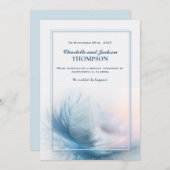 Elégant Dusty Blue Feather Mariage Faire-part (Devant / Derrière)