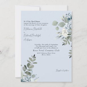Elegant Dusty Blue Floral Bride Parents Kaart