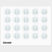 Elegant Dusty Blue Floral Crest Wedding Ronde Sticker (Vel)