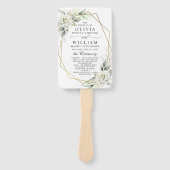 Elegant Dusty Blue Floral Foliage Trouwprogramma Handwaaier (Voorkant)