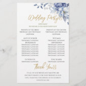 Élégant Dusty Blue Floral Mariage programme de cér (Dos)