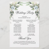 Élégant Dusty Blue Floral Mariage programme de cér (Dos)