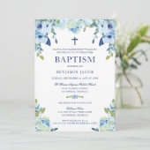 Elegant Dusty Blue Floral met fotodoop Kaart (Staand voorkant)