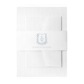 Elegant Dusty Blue Floral Monogram Crest Bruiloft Uitnodigingen Wikkel (Voorkant Voorbeeld)